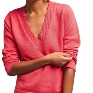 Anthropologie Metallic Pink V-Neck Sweater